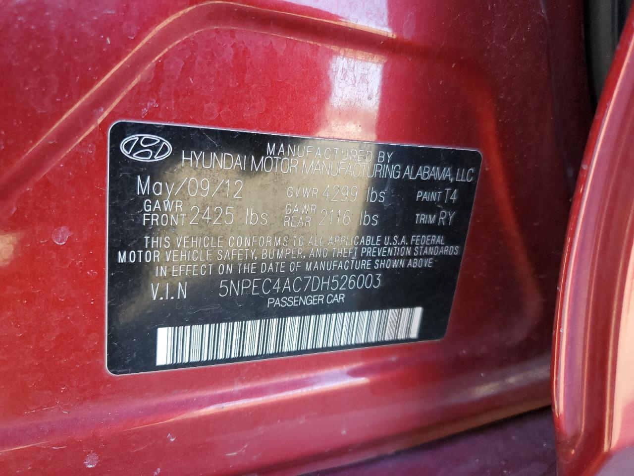 2013 HYUNDAI SONATA