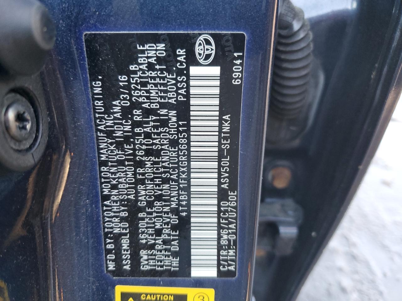 2016 TOYOTA CAMRY