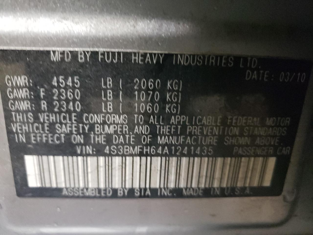 2010 SUBARU Legacy