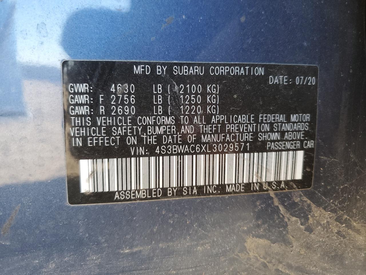 2020 SUBARU Legacy