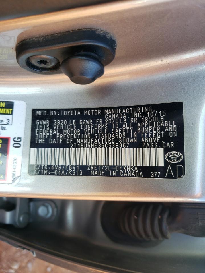 2016 TOYOTA COROLLA