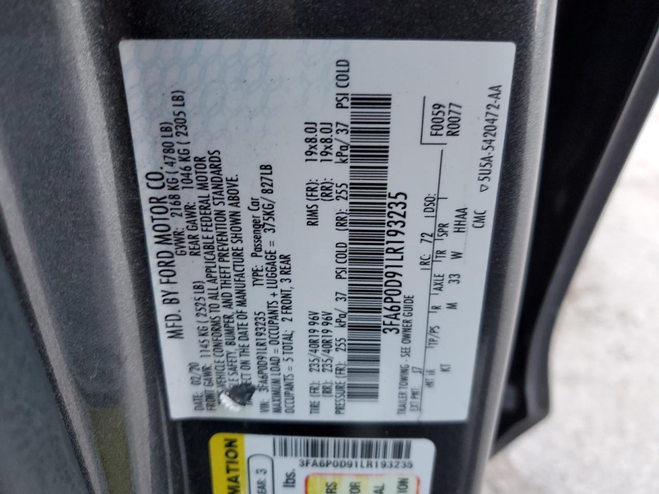 2020 FORD FUSION