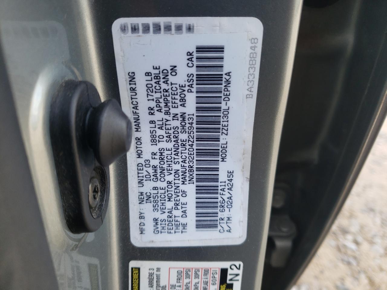 2004 TOYOTA COROLLA