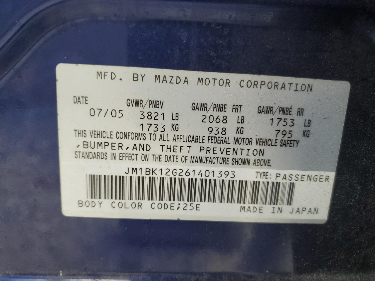 2006 MAZDA 3