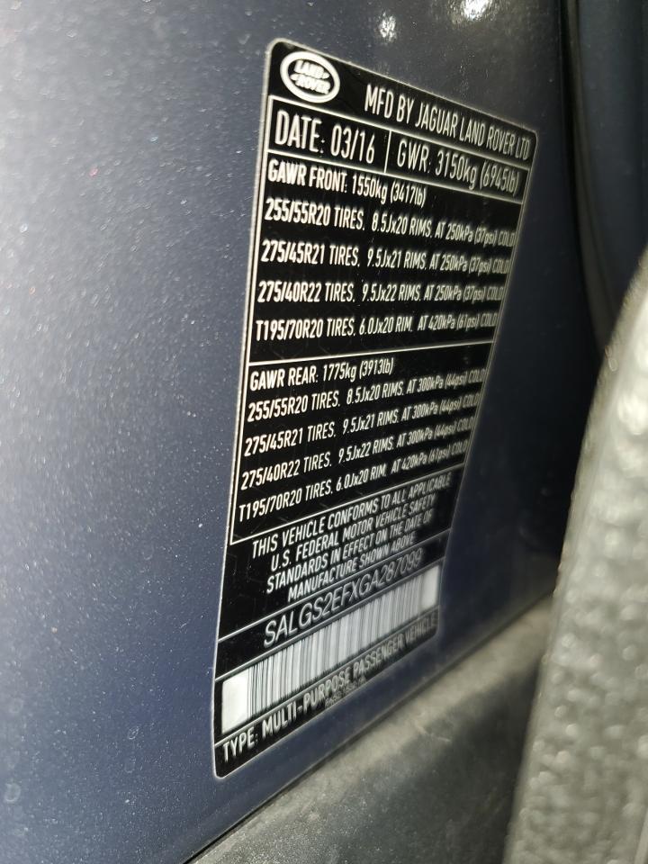 2016 LAND ROVER RANGE ROVER