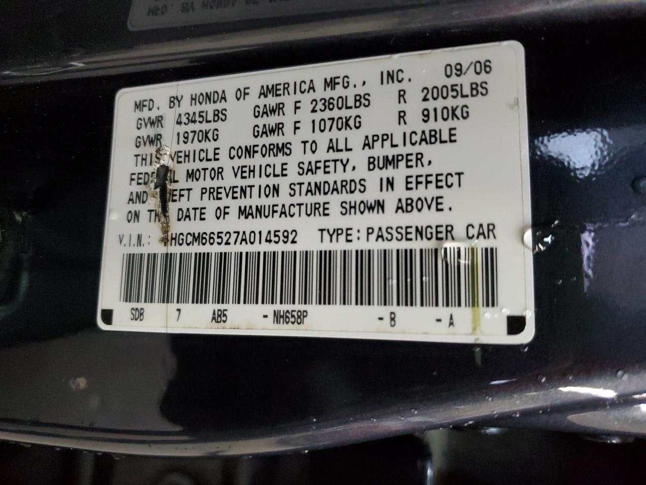 2007 HONDA ACCORD