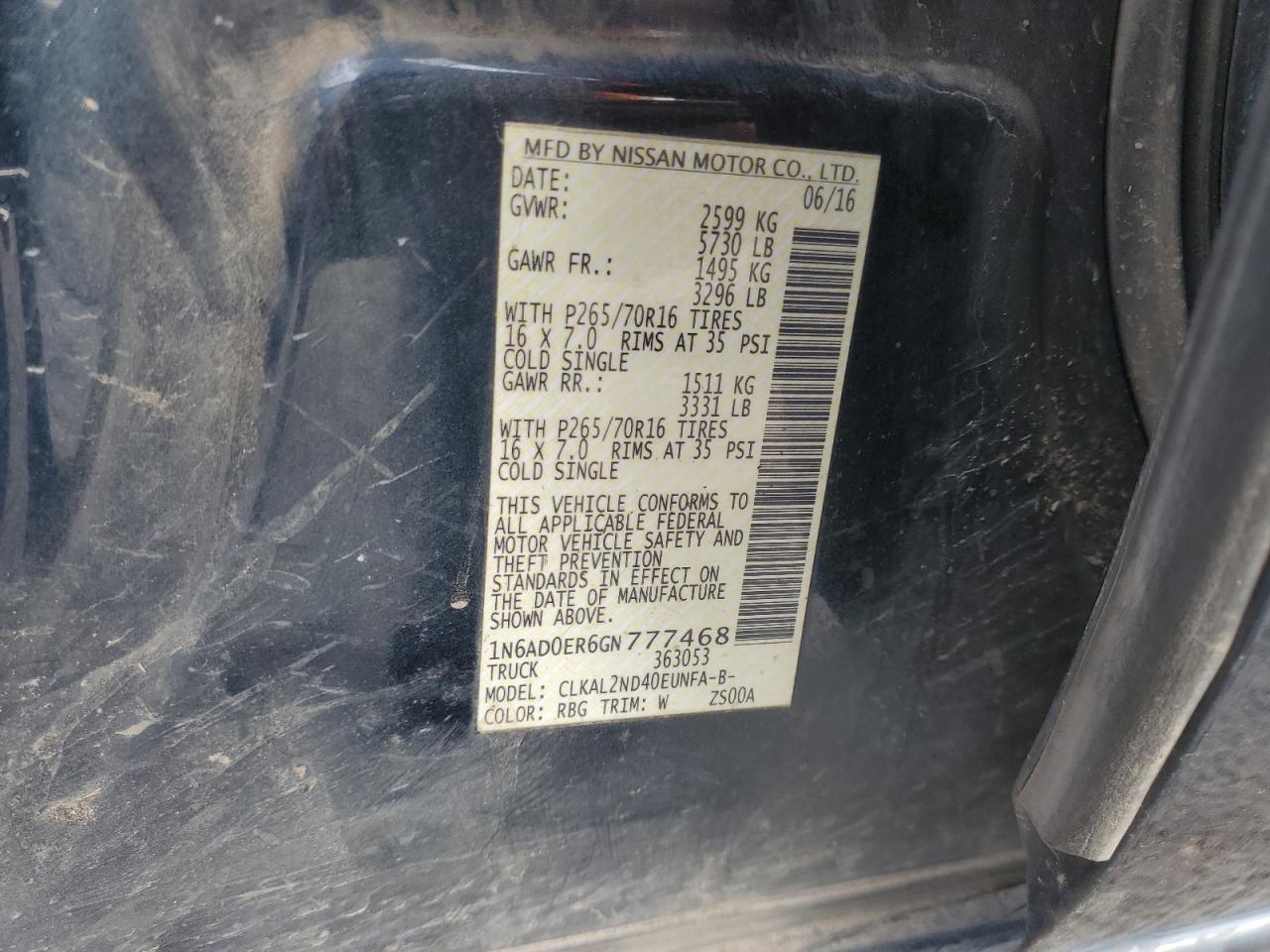 2016 NISSAN Frontier