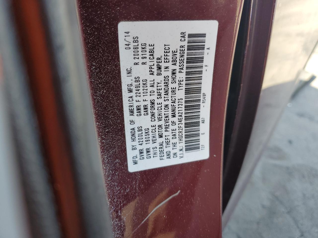 2014 HONDA ACCORD