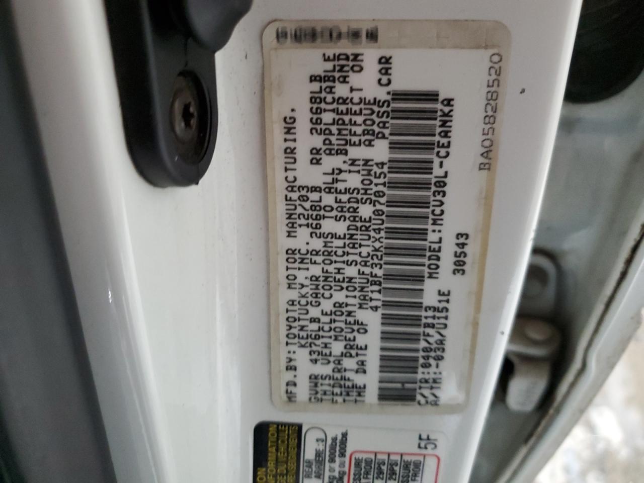 2004 TOYOTA CAMRY