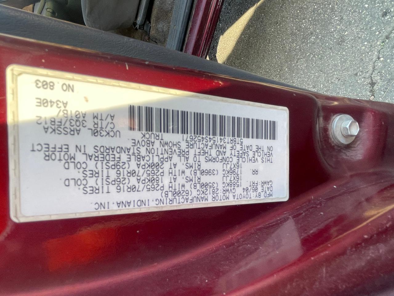 2004 TOYOTA TUNDRA
