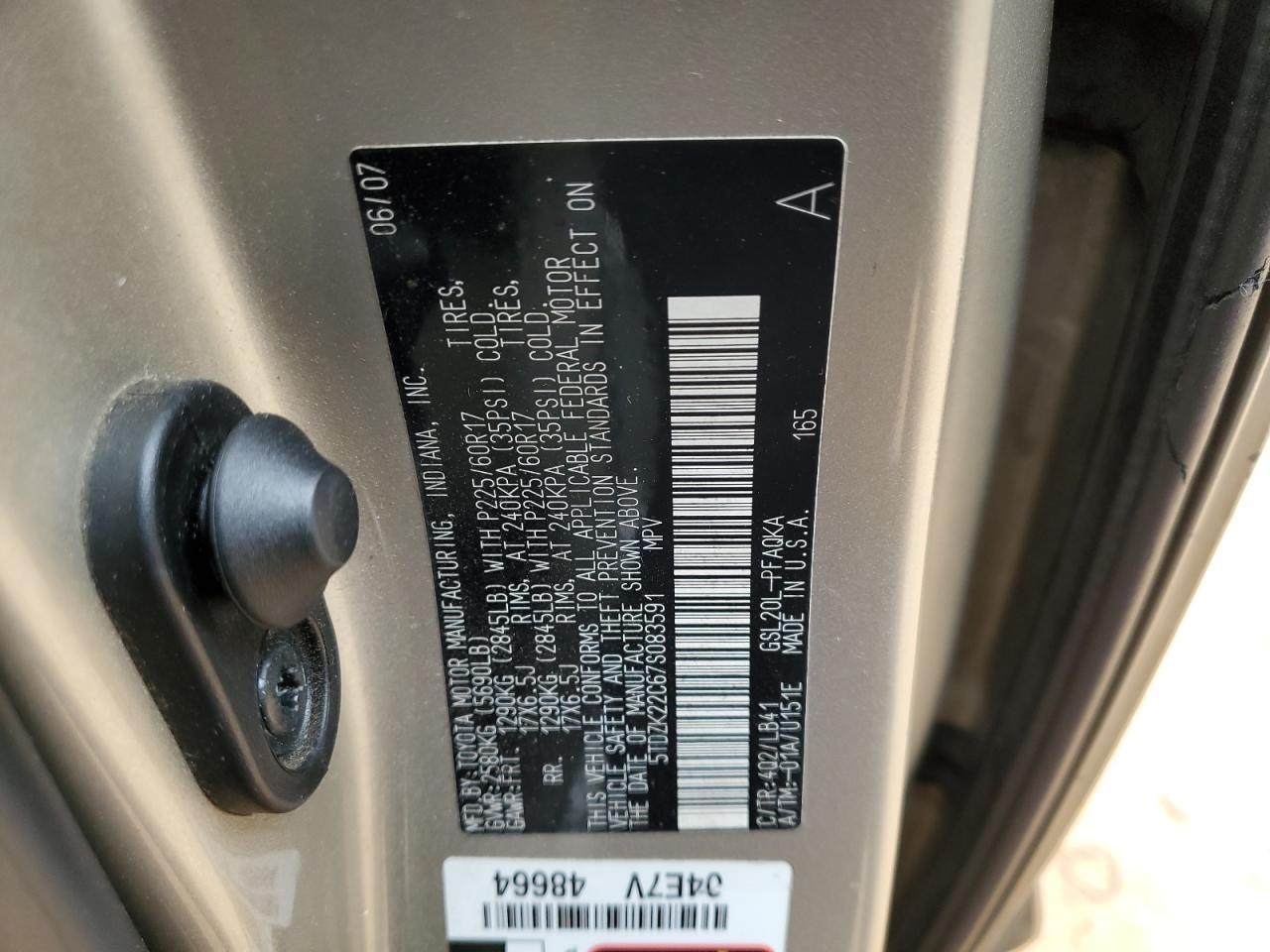 2007 TOYOTA SIENNA