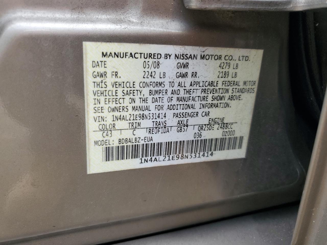 2008 NISSAN ALTIMA