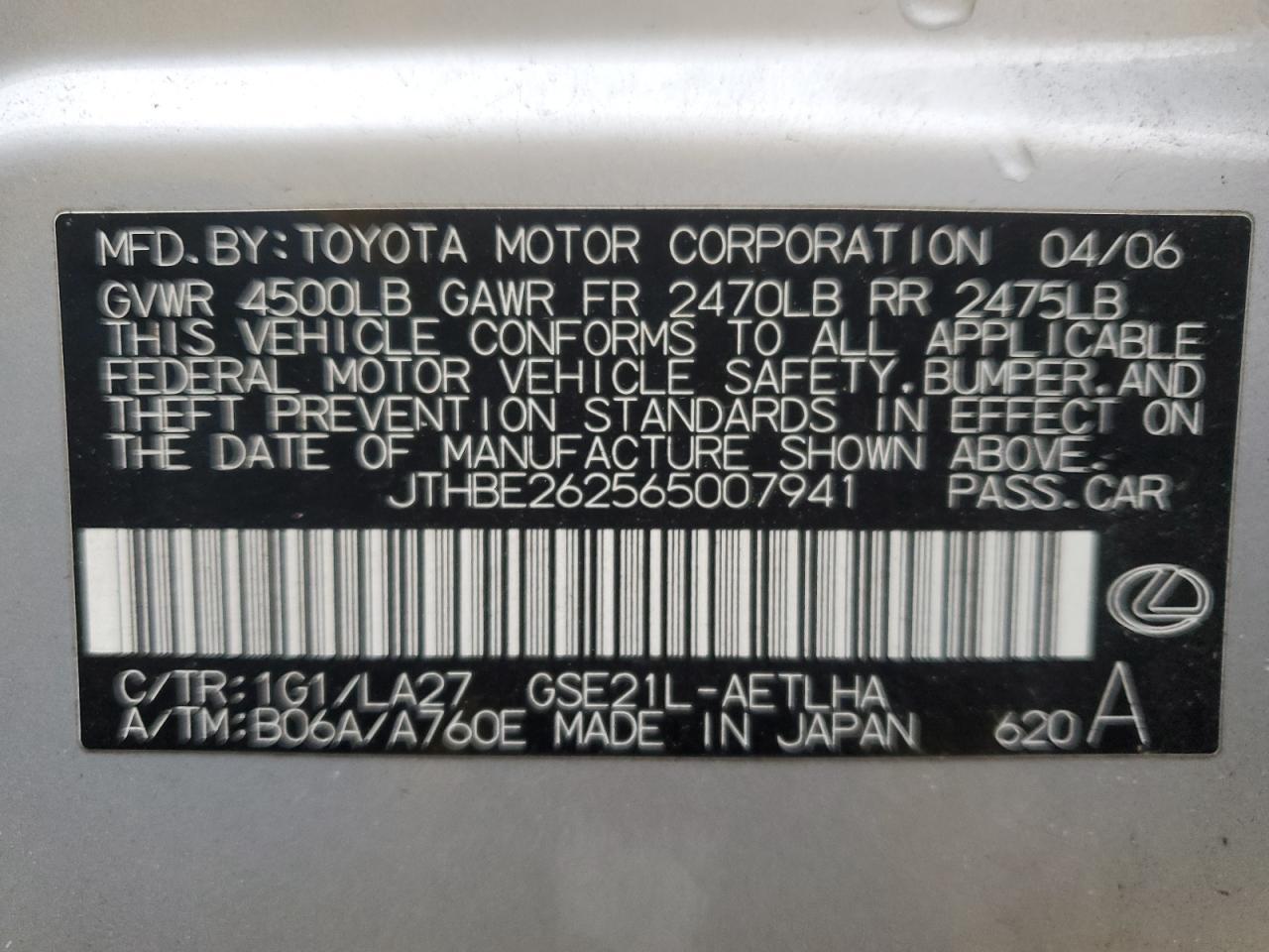 2006 LEXUS Is