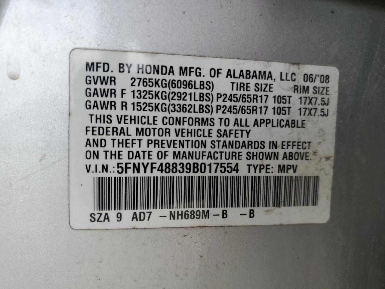 2009 HONDA PILOT