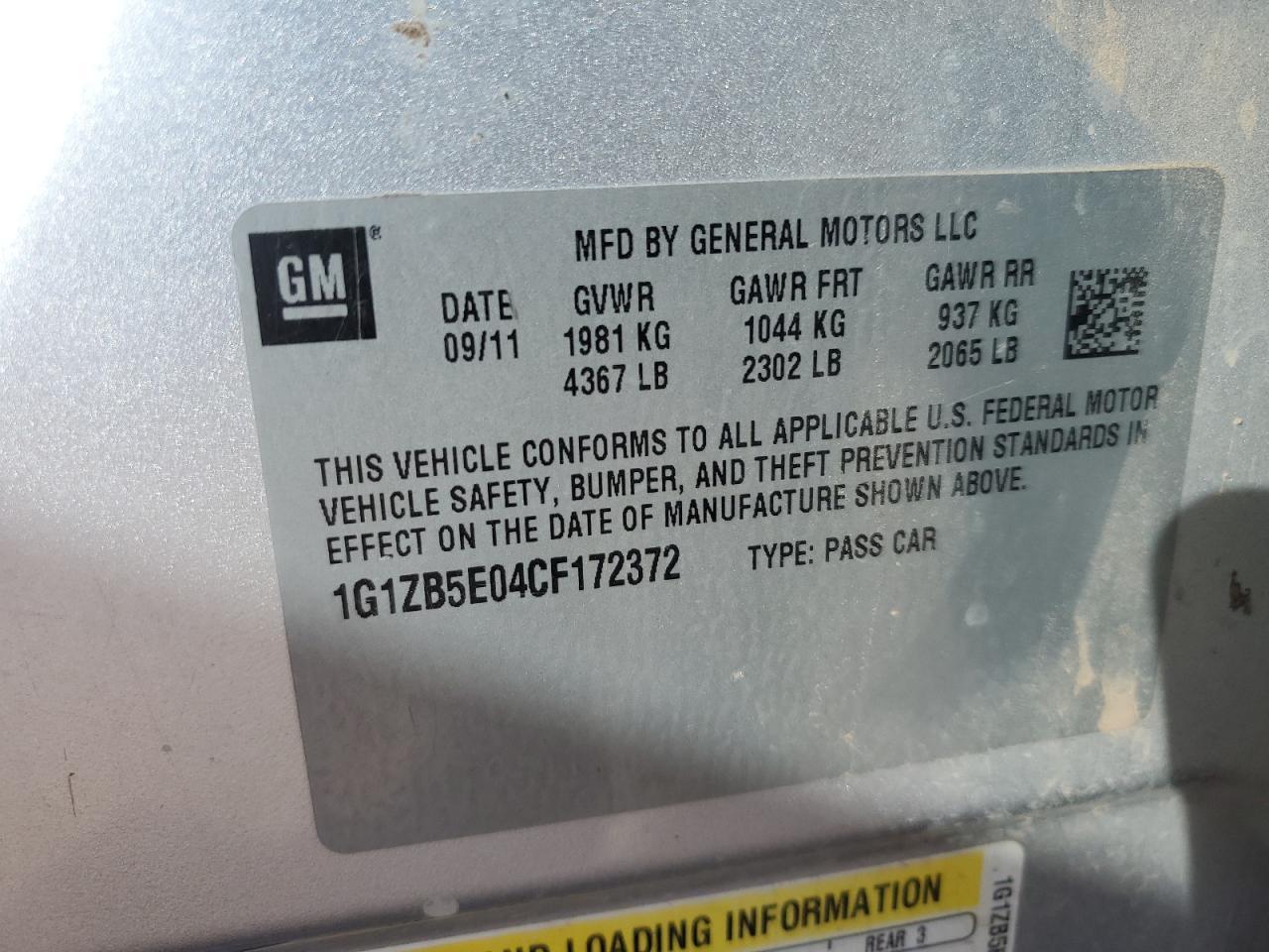 2012 CHEVROLET MALIBU