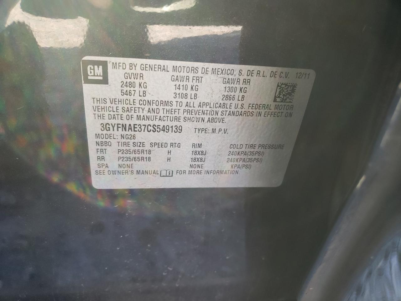 2012 CADILLAC SRX