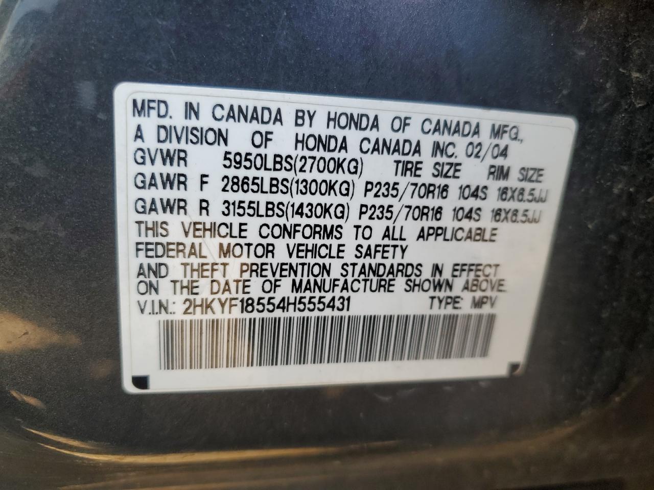 2004 HONDA PILOT