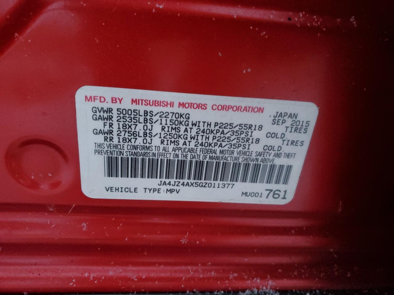 2016 MITSUBISHI outlander