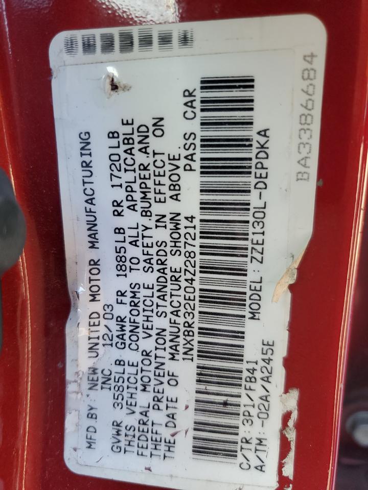 2004 TOYOTA COROLLA