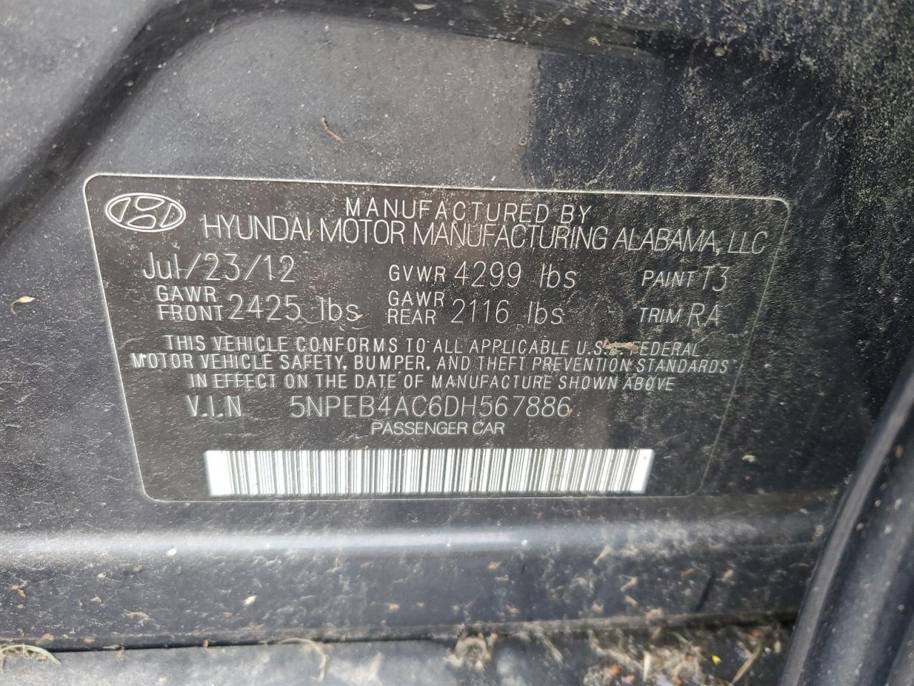 2013 HYUNDAI SONATA