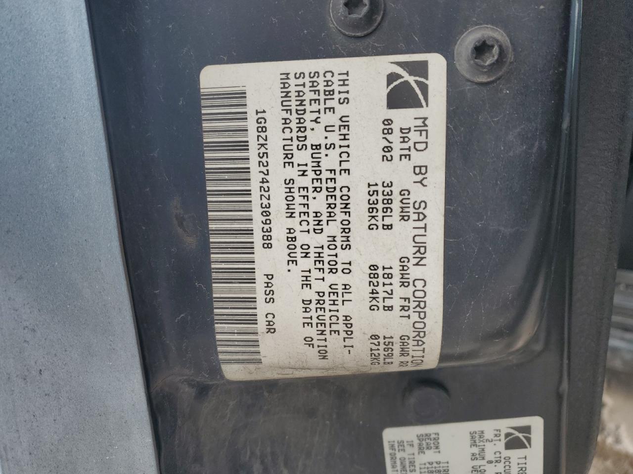 2002 SATURN Sl/sl1/sl2
