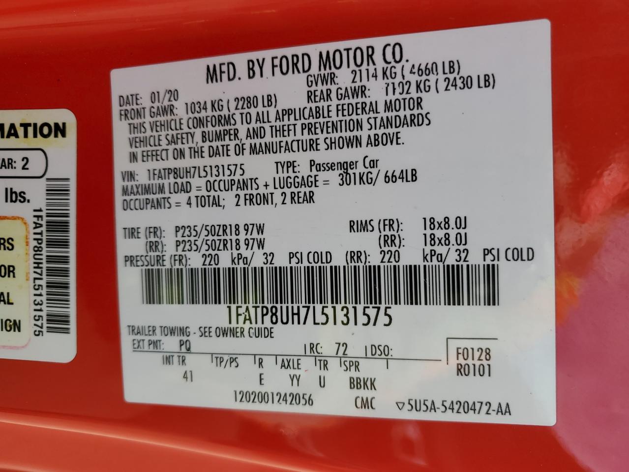 2020 FORD MUSTANG