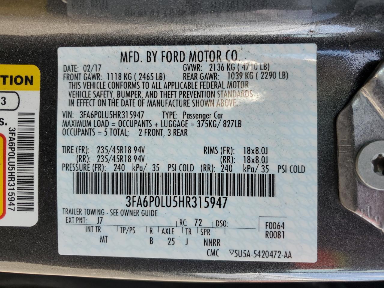 2017 FORD FUSION