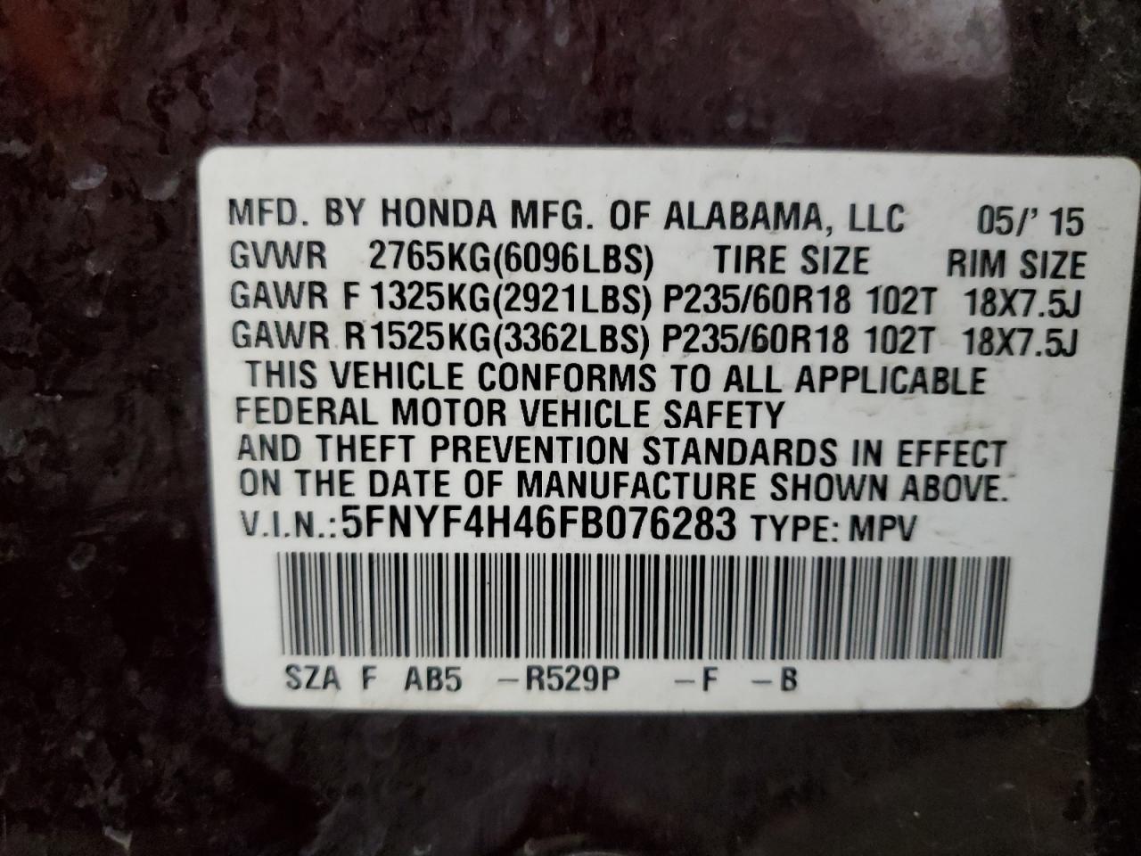 2015 HONDA PILOT