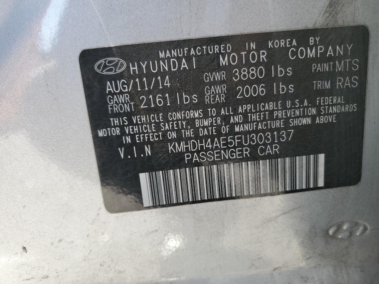 2015 HYUNDAI ELANTRA