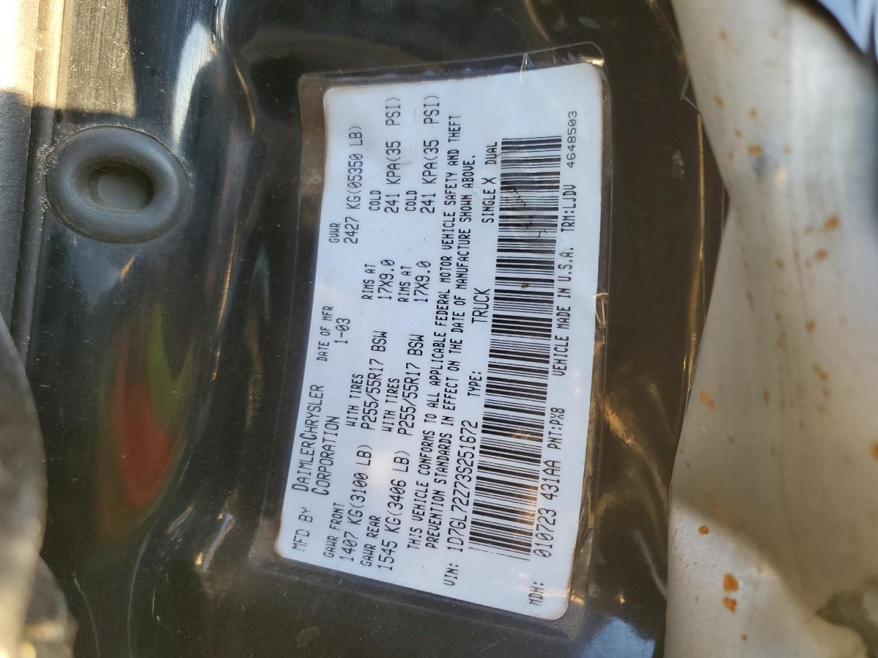 2003 DODGE Dakota