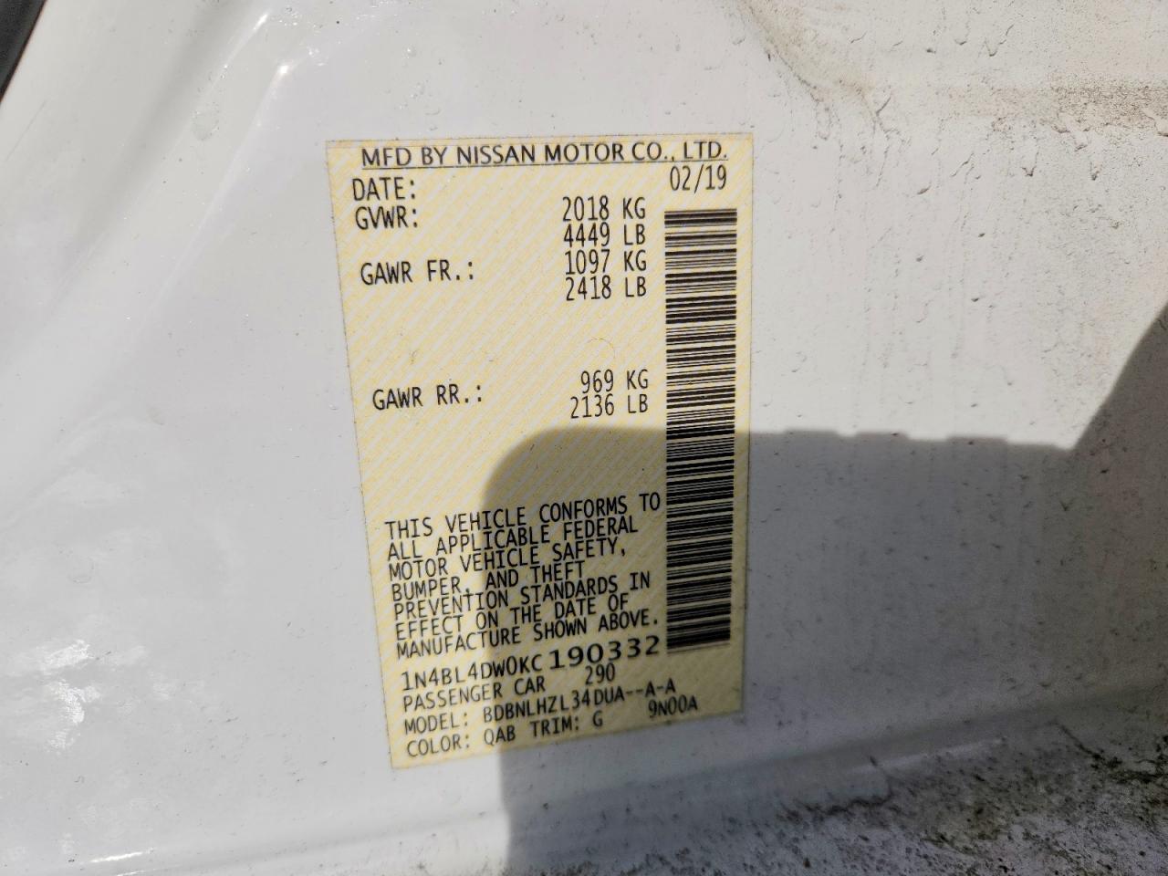 2019 NISSAN ALTIMA