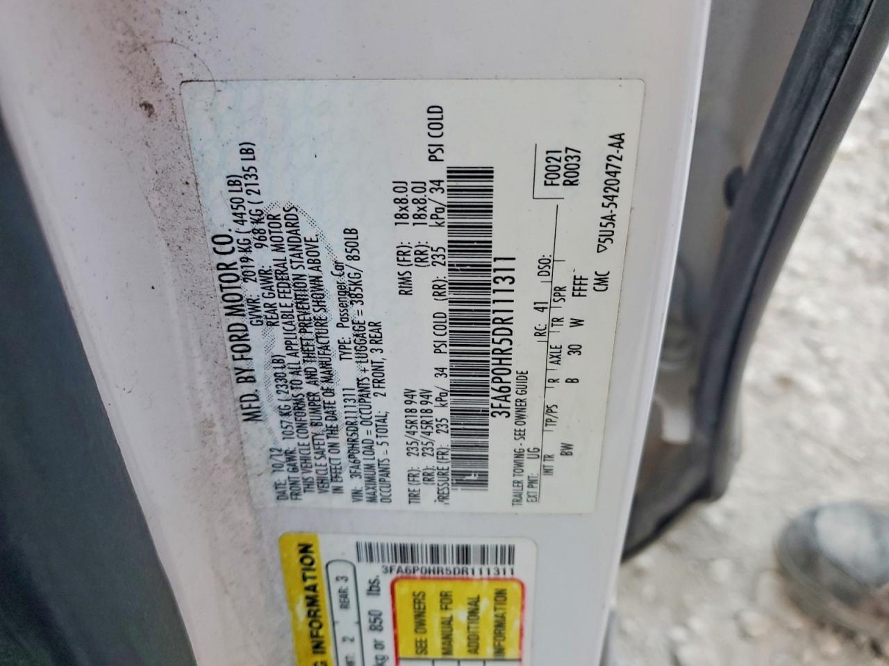 2013 FORD FUSION