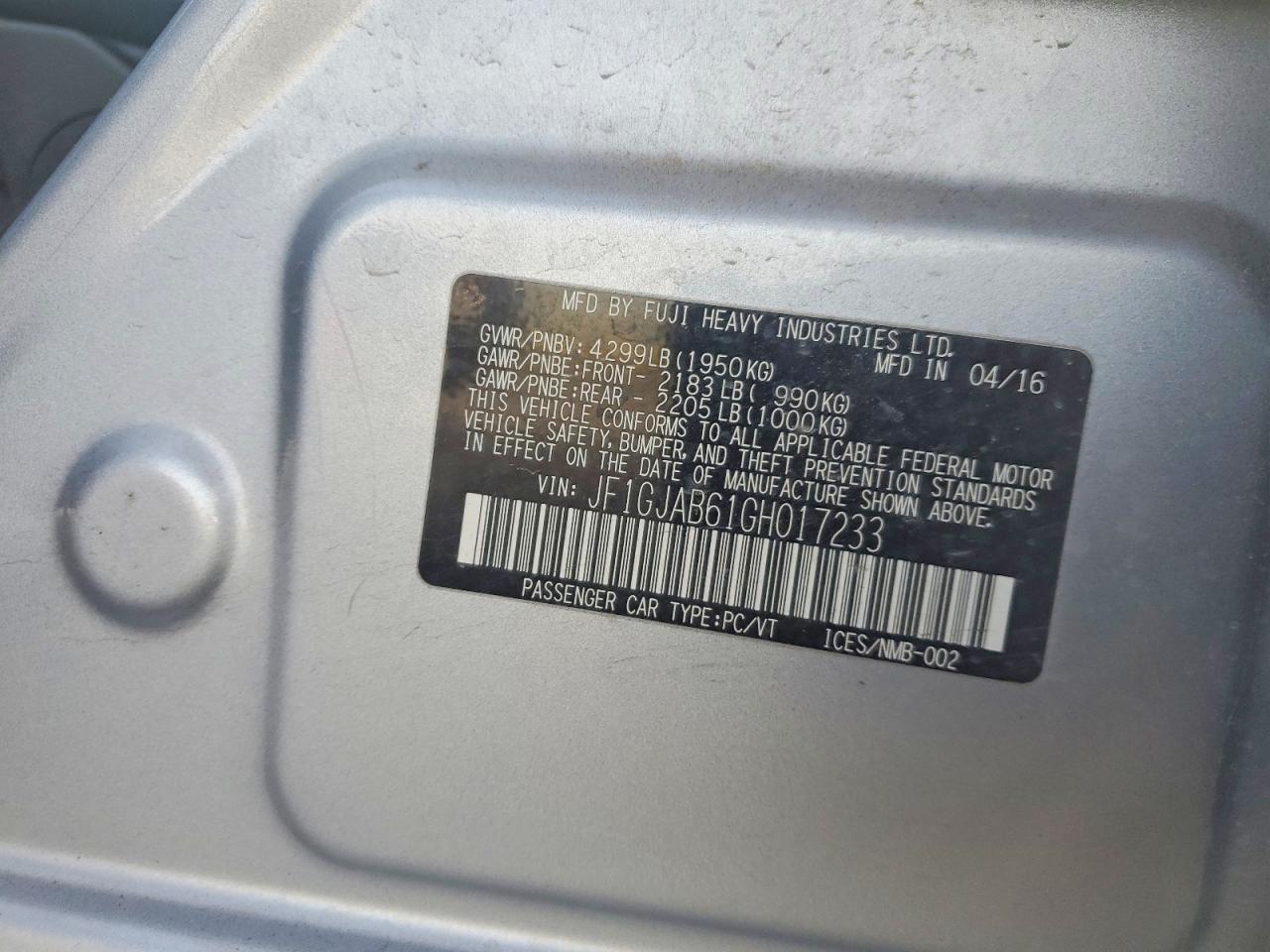 2016 SUBARU IMPREZA