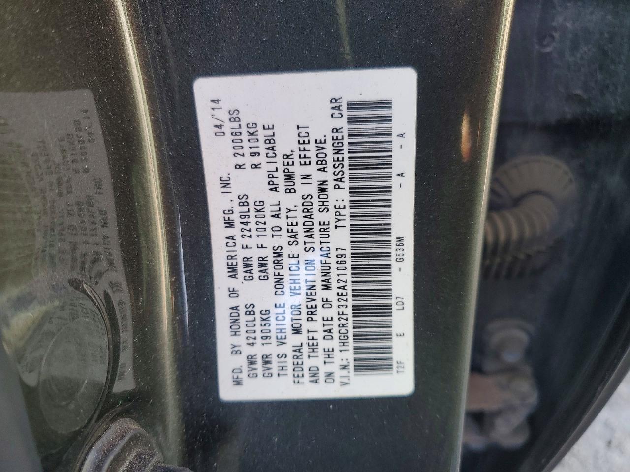 2014 HONDA ACCORD