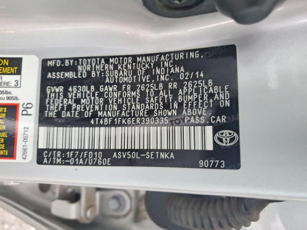 2014 TOYOTA CAMRY