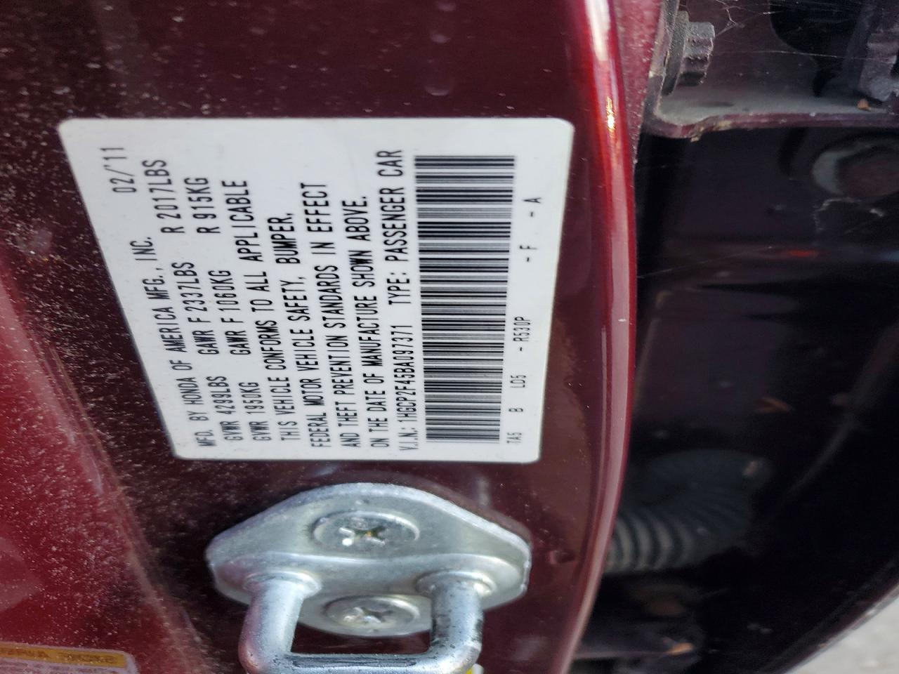 2011 HONDA ACCORD