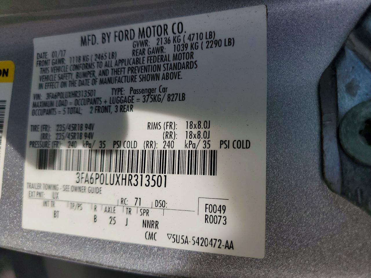2017 FORD FUSION
