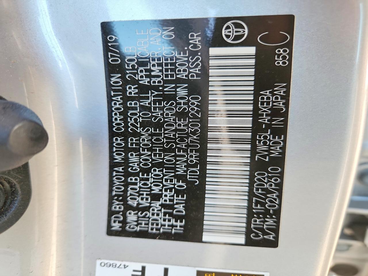 2019 TOYOTA PRIUS