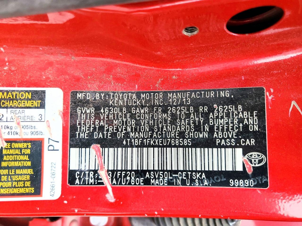 2014 TOYOTA CAMRY