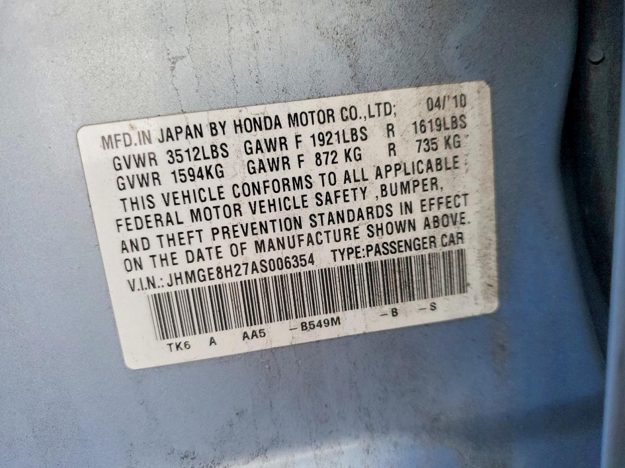 2010 HONDA FIT