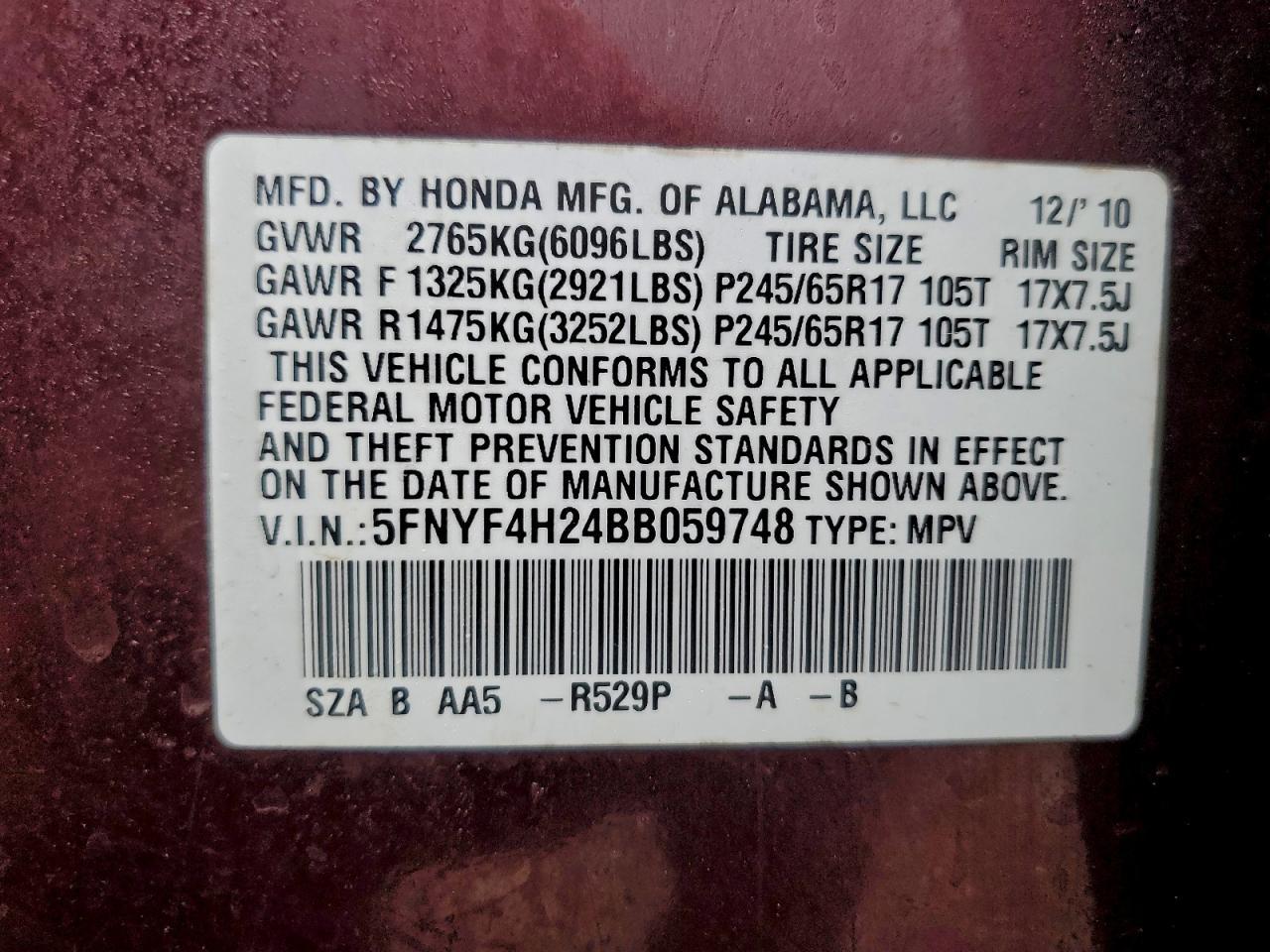 2011 HONDA PILOT