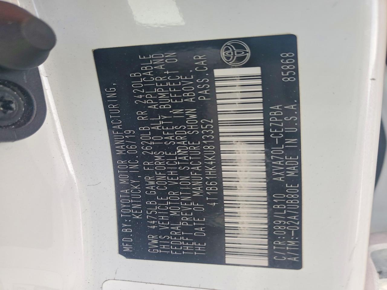 2019 TOYOTA CAMRY