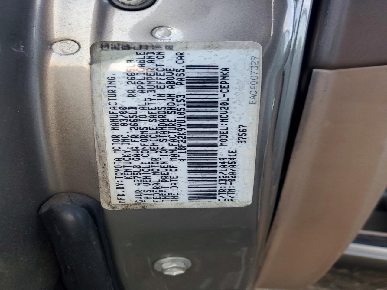 2000 TOYOTA CAMRY