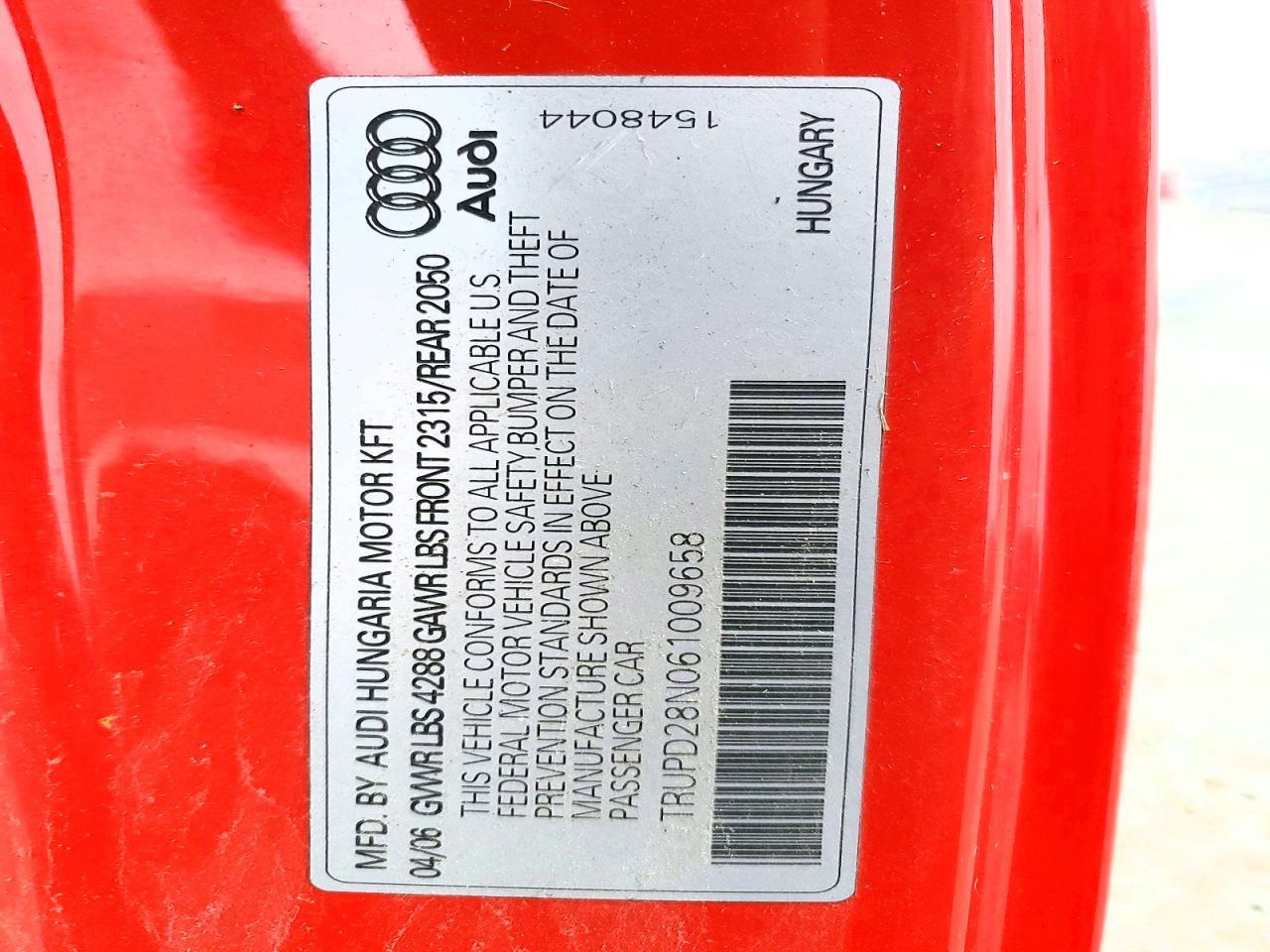 2006 AUDI TT QUATTRO