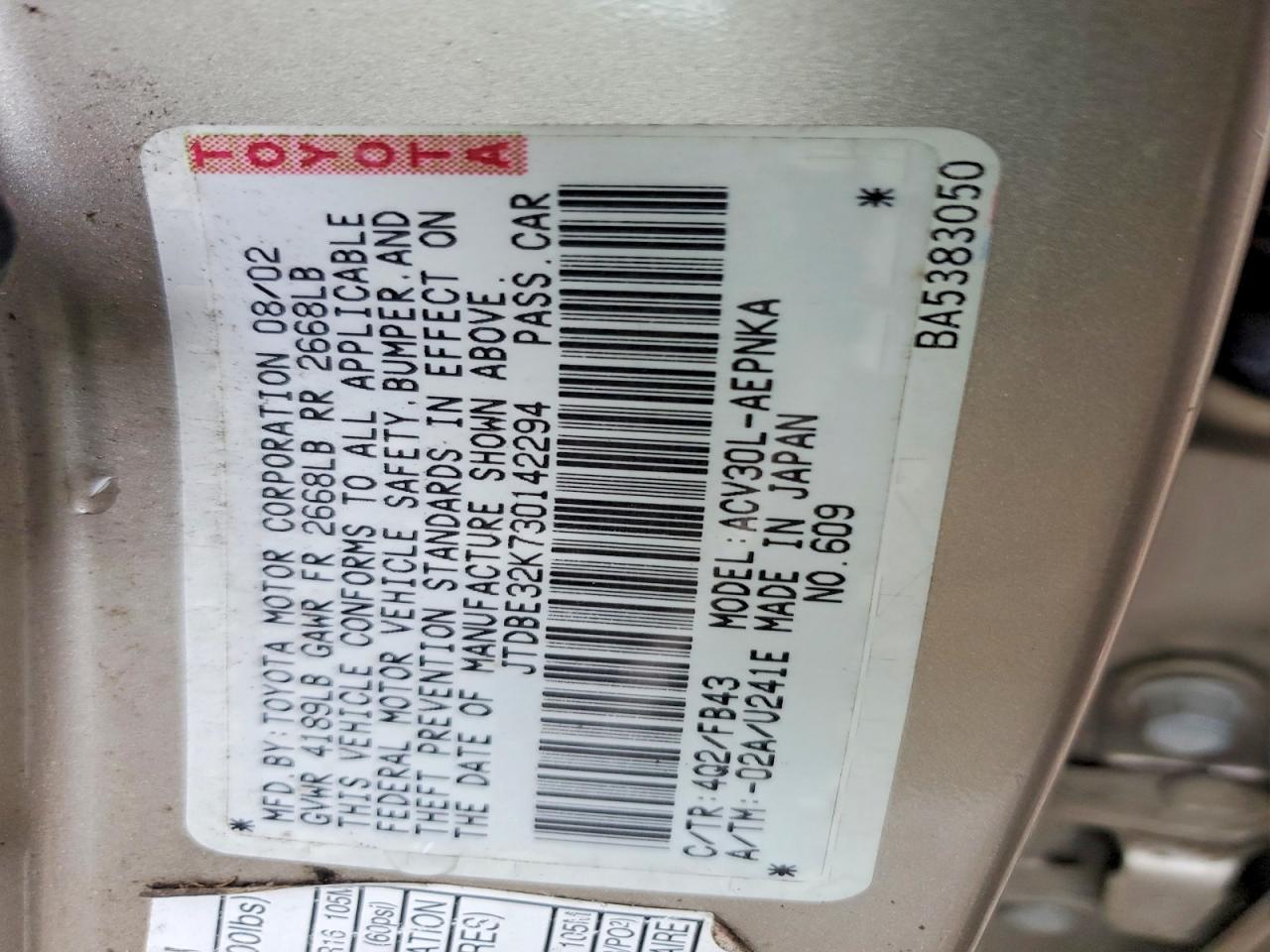 2003 TOYOTA CAMRY
