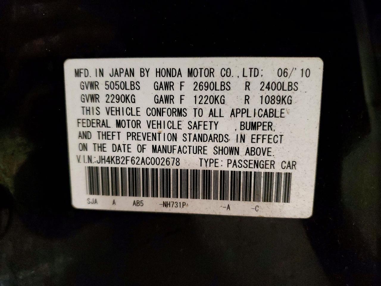 2010 ACURA RL
