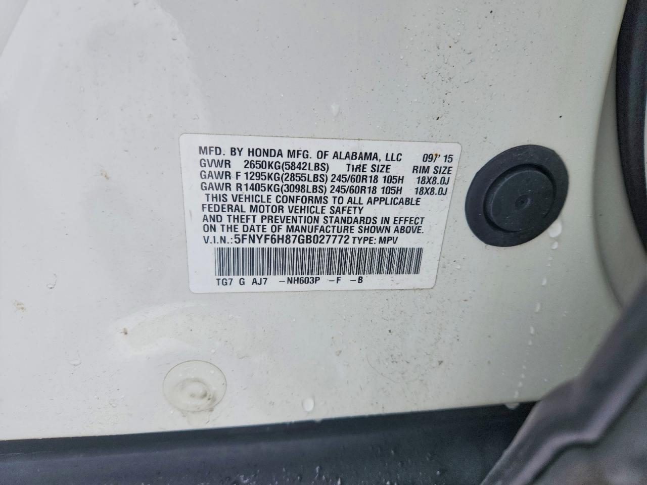 2016 HONDA PILOT