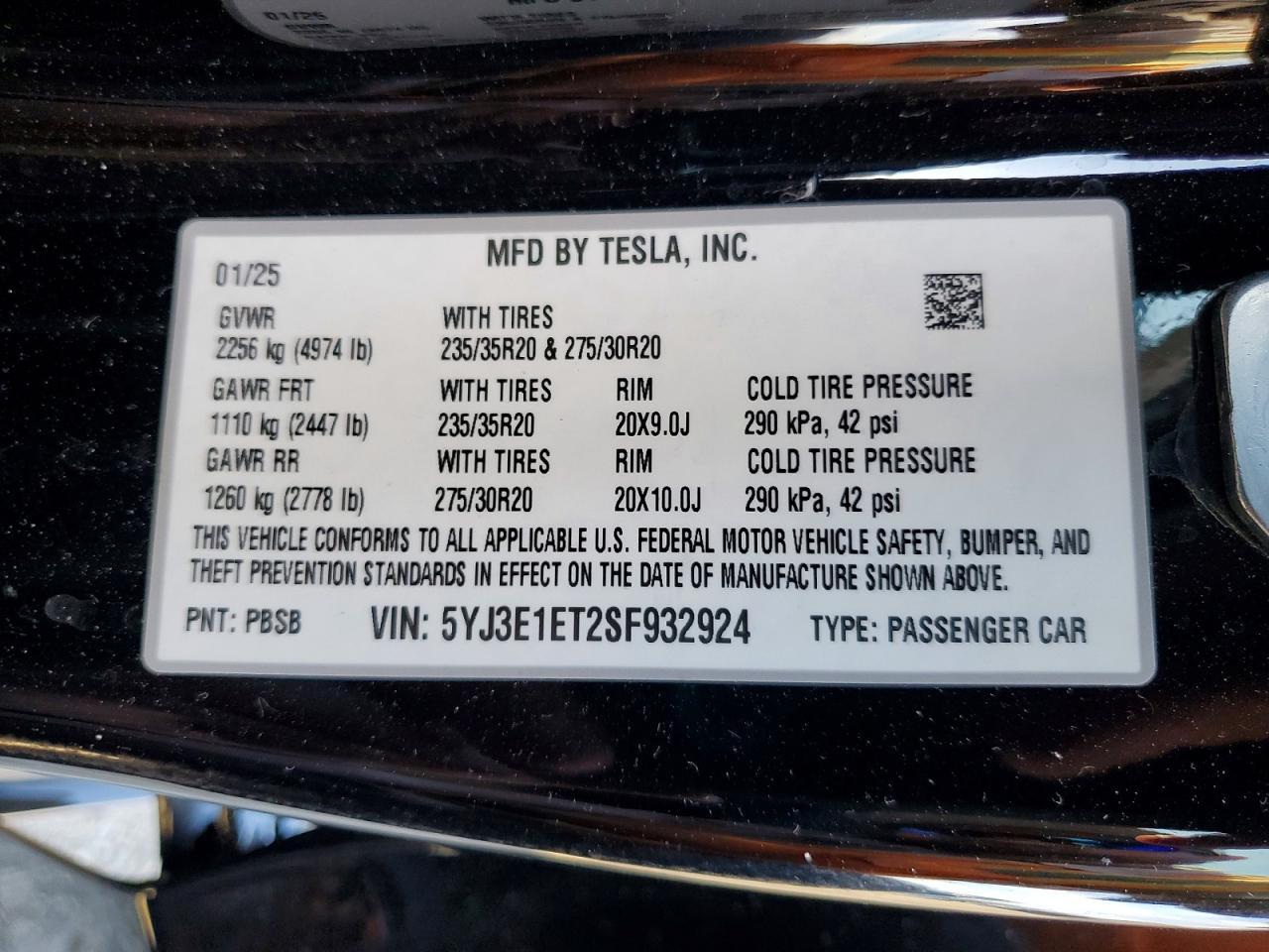 2025 TESLA MODEL 3