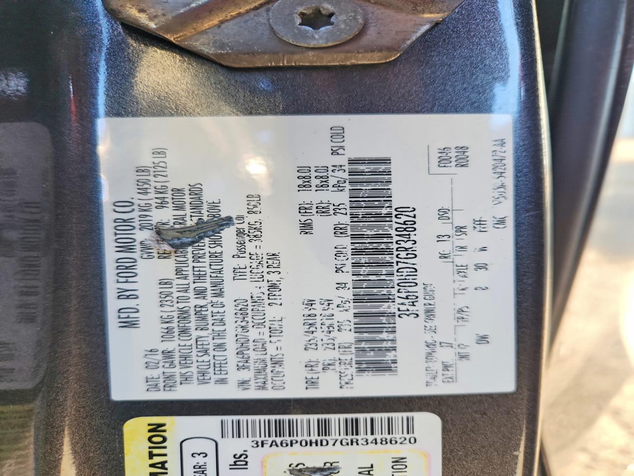 2016 FORD FUSION