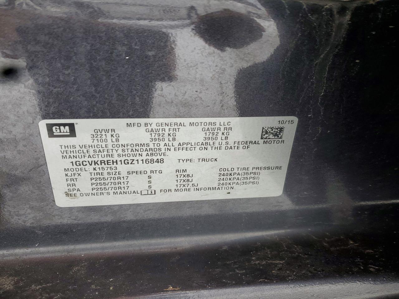 2016 CHEVROLET SILVERADO 1500